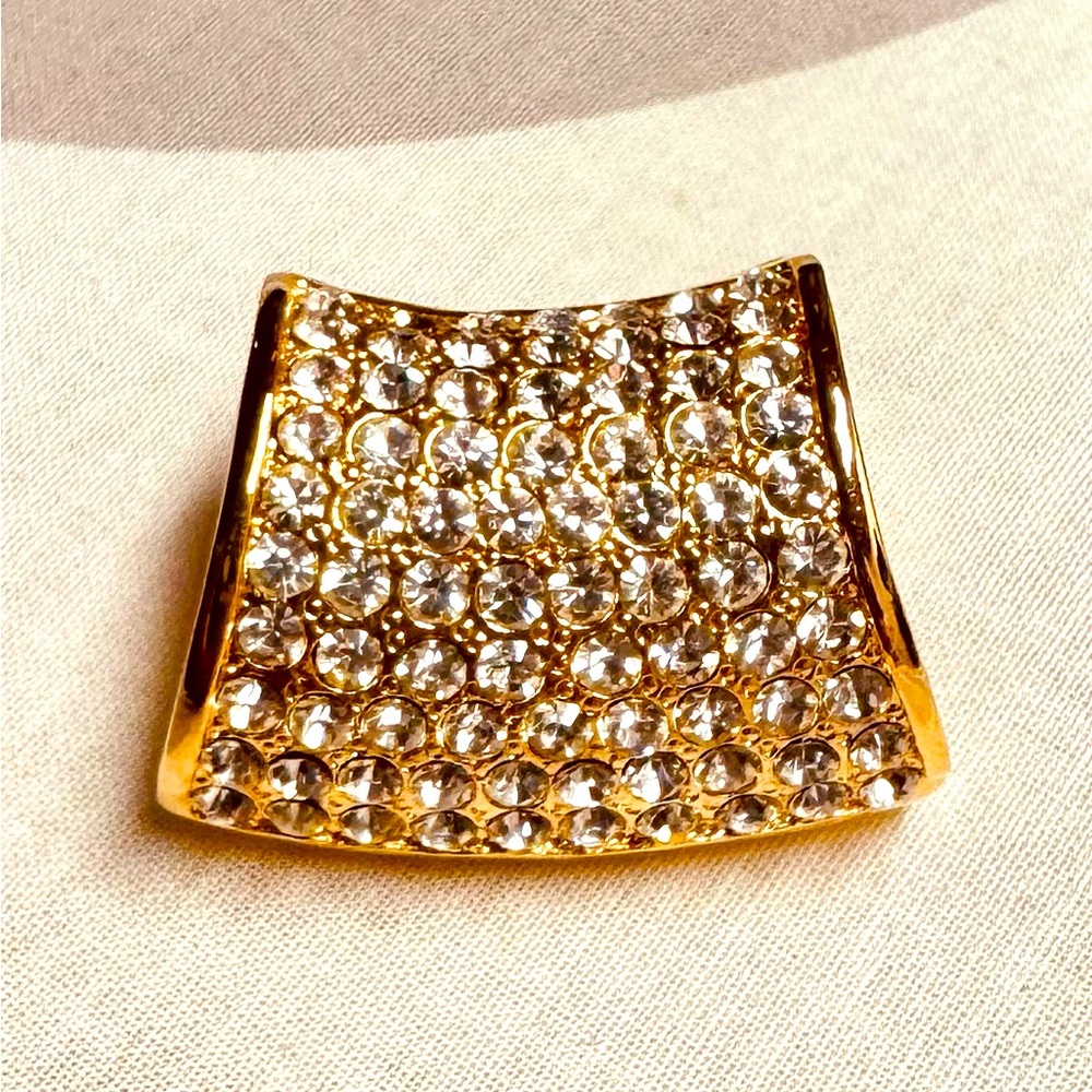Gold-tone Slider Necklace Pendant with Crystals